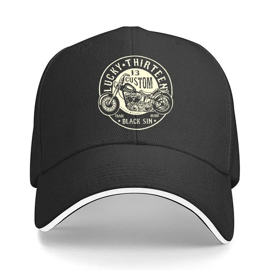 Lucky 13 Custom Moto Retro Rebellion Biker Culture Art Sandwich Baseball Cap