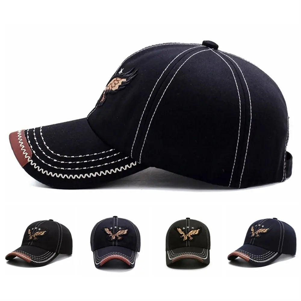 Fashion Embroidered Eagle Men Hat Breathable Adjustable Baseball Cap