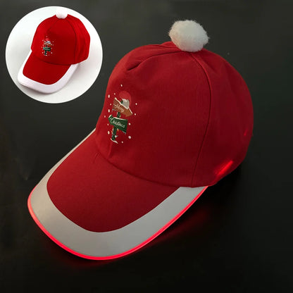 2025 Christmas Cartoon LED Luminous Hat Glowing Baseball Cap Men Women Winter Light Up
