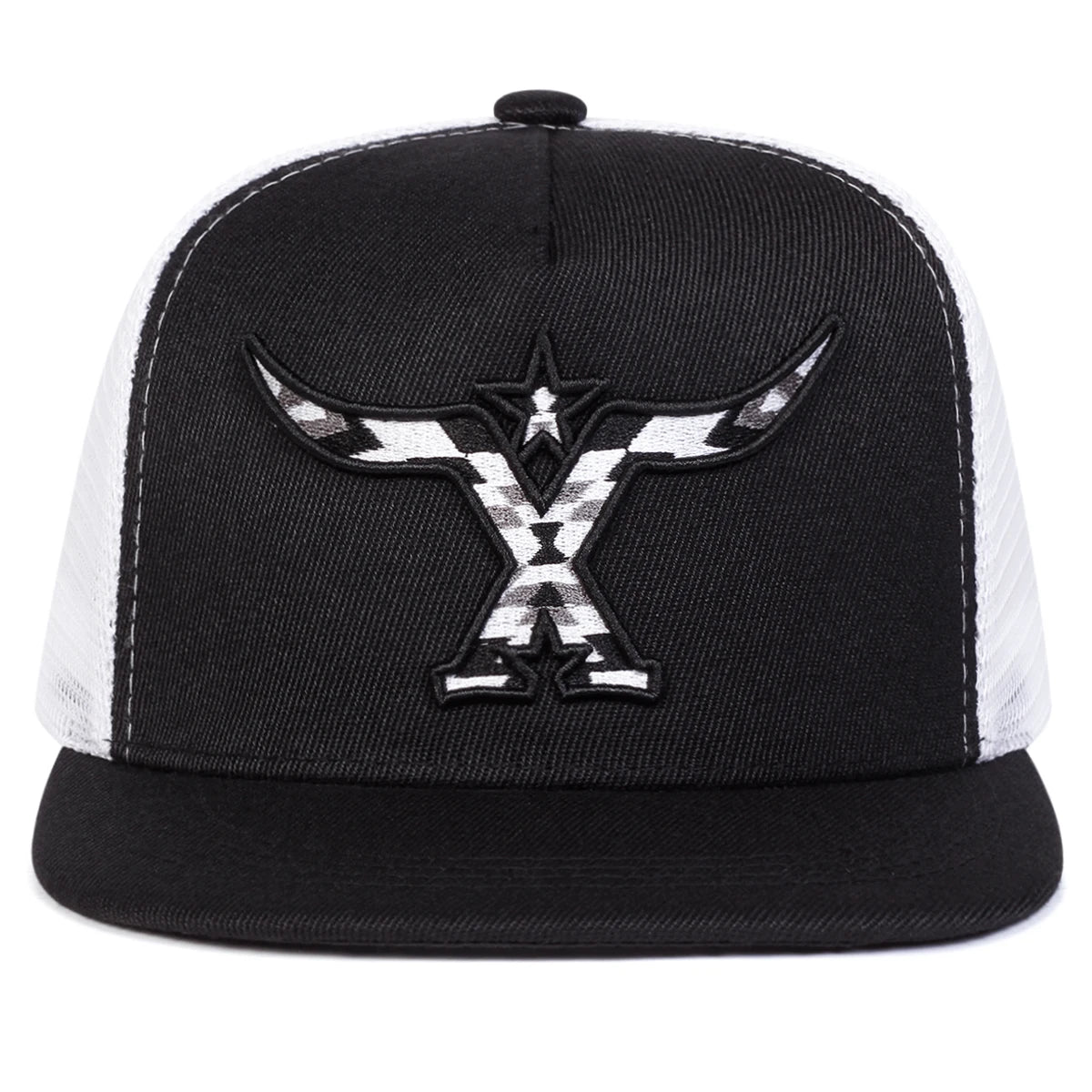 Unisex Ox Horn Embroidery Hip-hop Net Hats Snapback Cap