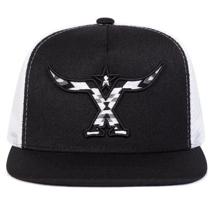 Unisex Ox Horn Embroidery Hip-hop Net Hats Snapback Cap