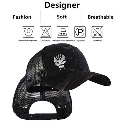 Unisex Forked Wolf Embroidery Snapback Camouflage Baseball Caps