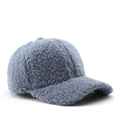 Autumn Winter Baseball Cap Women Artificial Lamb Wool