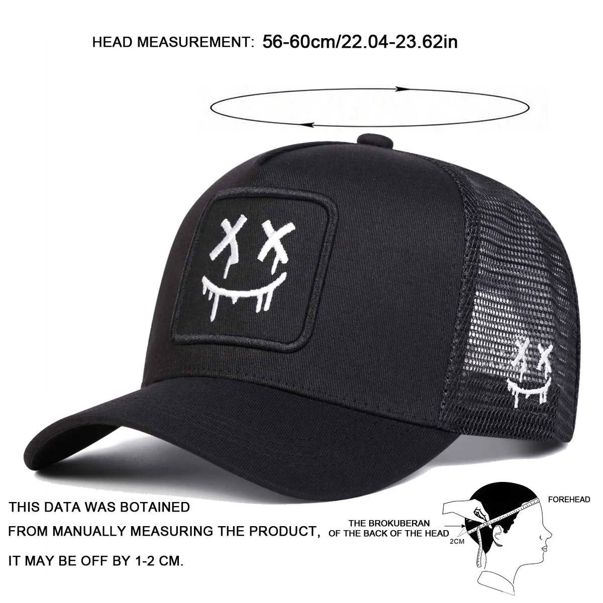 Unisex XX Smiling Face Embroidery Baseball Net Caps Spring Summer
