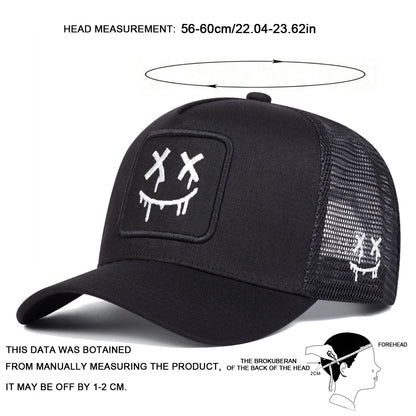 Unisex XX Smiling Face Embroidery Baseball Net Caps Spring Summer