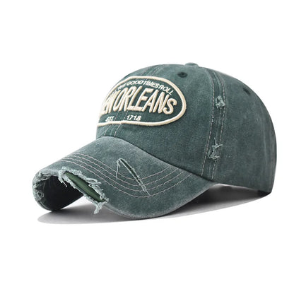 Vintage Washable Cowboy Baseball Cap Embroidery for Men Women Worn Out Hip Hop Caps