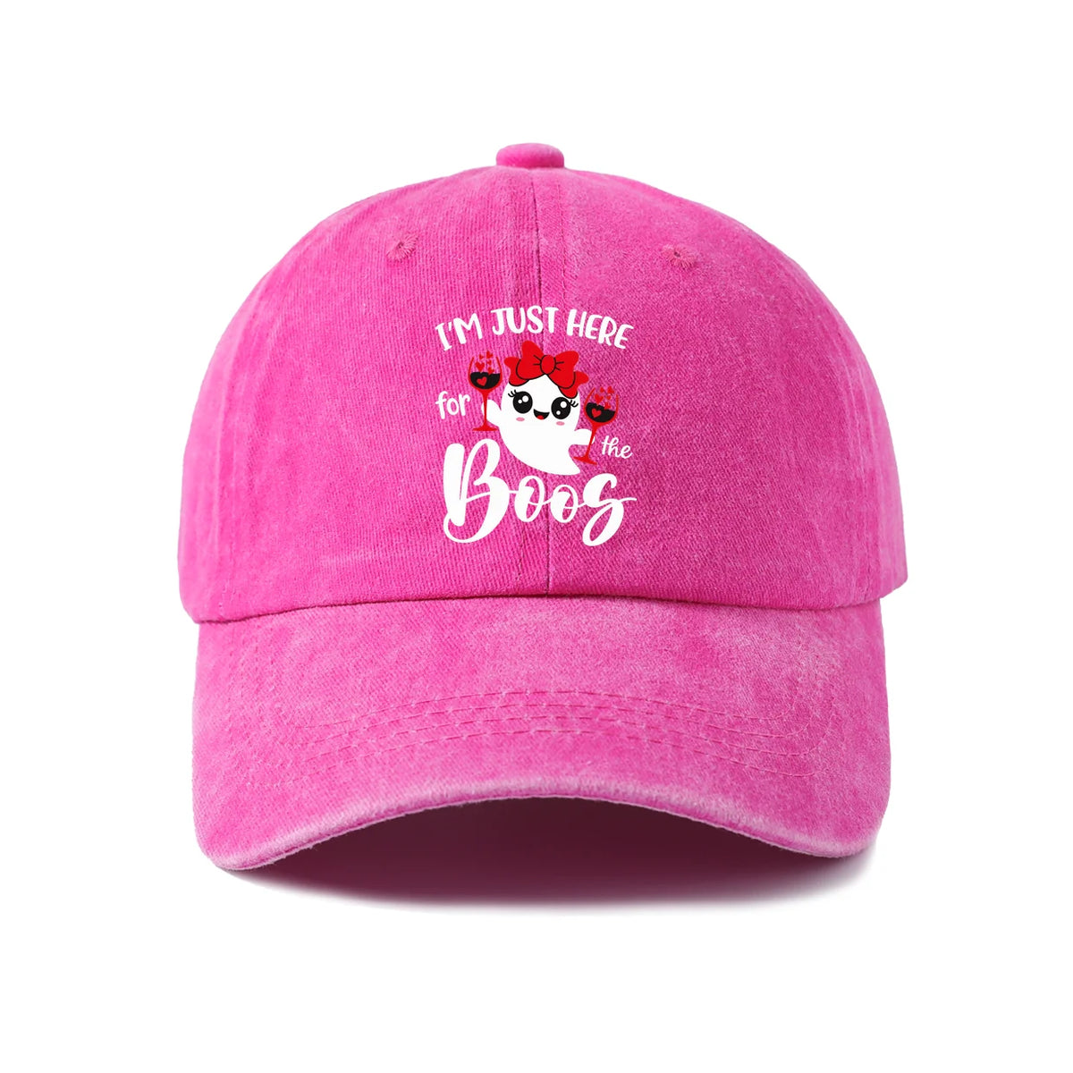 Vintage Washed Ghost Wine Pun Graphic Baseball Cap