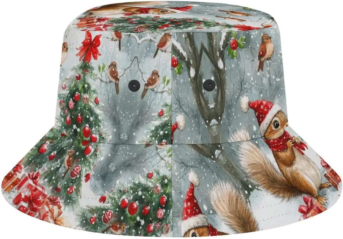 Bucket Hats Merry Christmas Squirrel Unisex Bucket Hat Beach