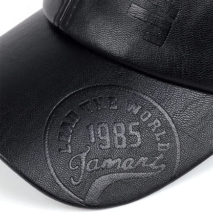 Unisex 1985 Letter Imprinting Leather Baseball Caps