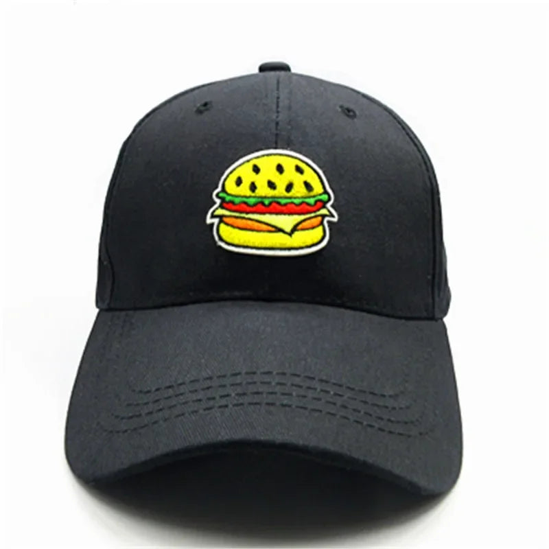 Four Seasons Cotton Hamburger Embroidery Baseball Cap Snapback Hats For Men Women