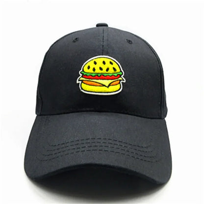 Four Seasons Cotton Hamburger Embroidery Baseball Cap Snapback Hats For Men Women