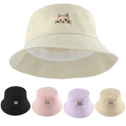 New Soild Color Bucket Hat Cartoon Cute