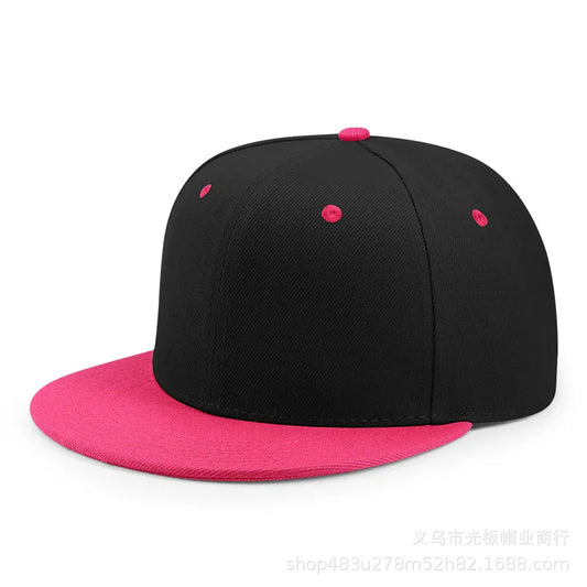 Unisex Hip Hop Solid Color Flat Brim Snapback Hats For Women