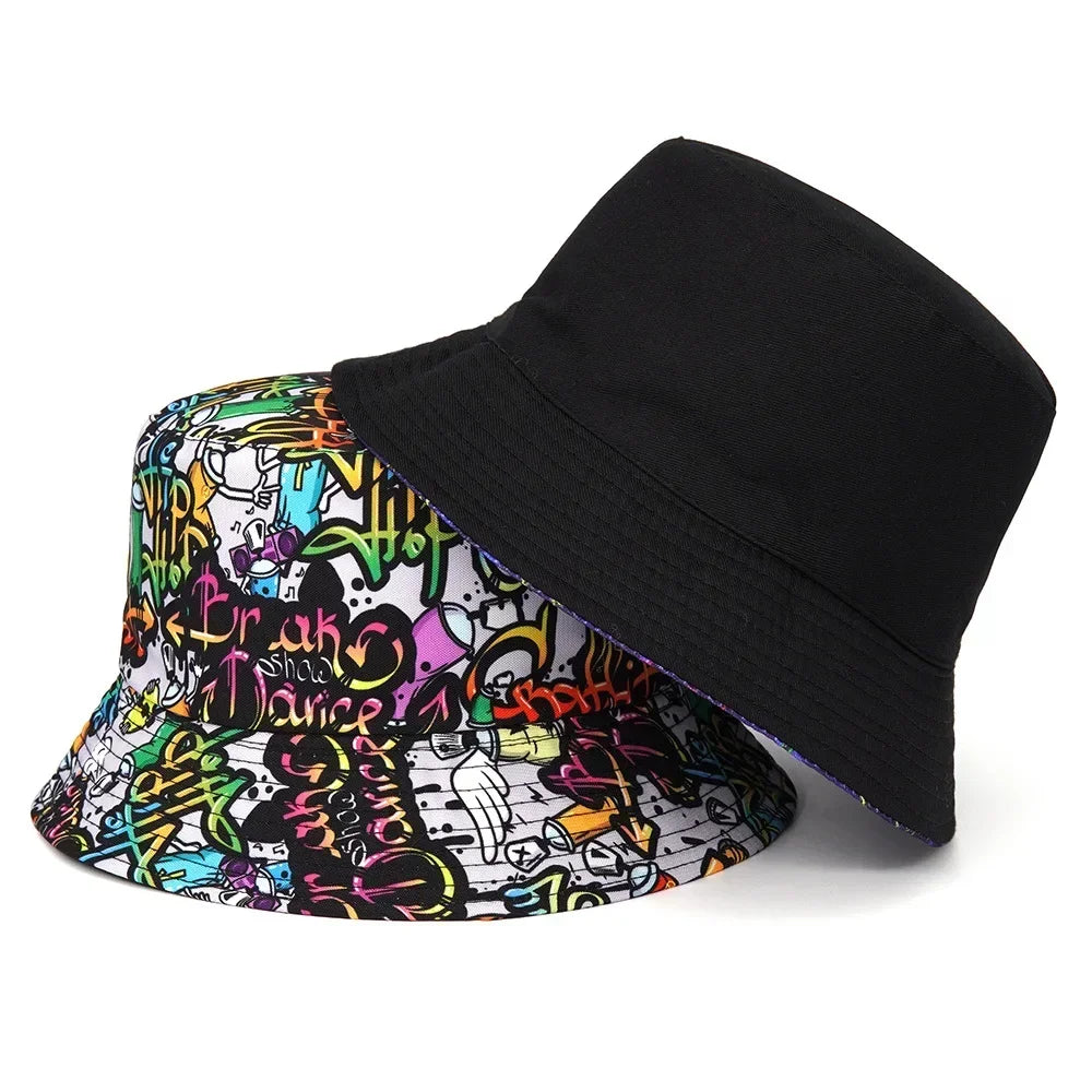Unisex Cartoon Panama Bucket Hats Animal Letter Print For Women Men