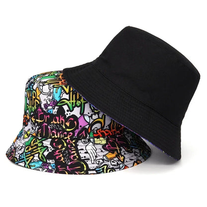Unisex Cartoon Panama Bucket Hats Animal Letter Print For Women Men
