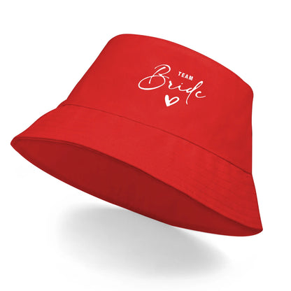 Bucket Hat With White "TEAM Bride" Printed Fisherman Cap