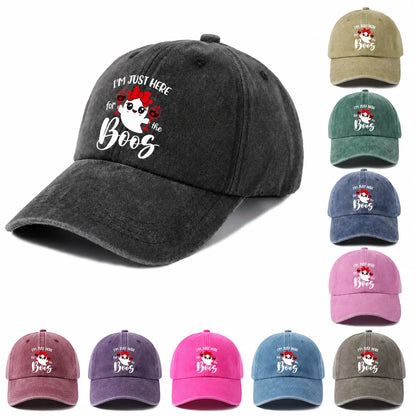 Vintage Washed Ghost Wine Pun Graphic Baseball Cap