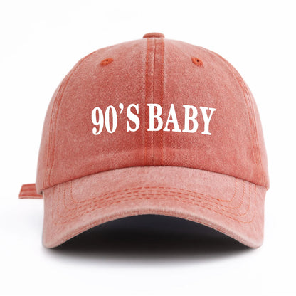 90'S BABY Print Washed Baseball Cap For Adults