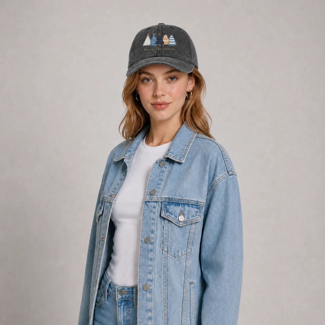 Vintage Washed Baseball Cap with Eee Merry Graphic
