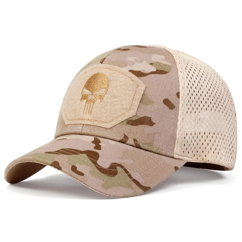 Unisex Skull Embroidery Baseball Net Caps Sunscreen Hat Sports Golf Cap