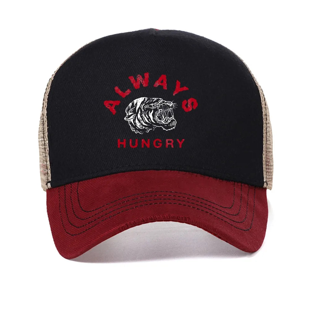 Always Hungry Tiger Printed Mesh Baseball Cap