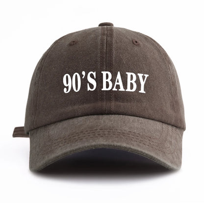 90'S BABY Print Washed Baseball Cap For Adults