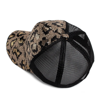 Baseball Cap Summer Mesh Hat Fashion Leopard Spangle Design Hats