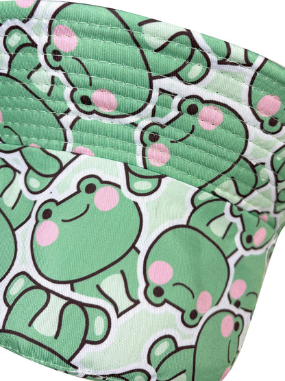 Cartoon-Style Playful Frog Bucket Hat