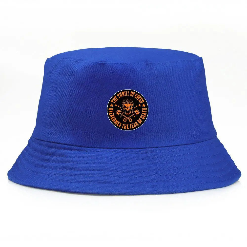 Black Summer Bucket Hat With Skull Print Fishing Cap For Men Women