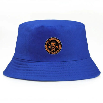 Black Summer Bucket Hat With Skull Print Fishing Cap For Men Women