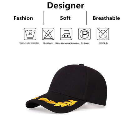 Unisex Hat Brim Wheat Ear Embroidery Snapback Baseball Caps