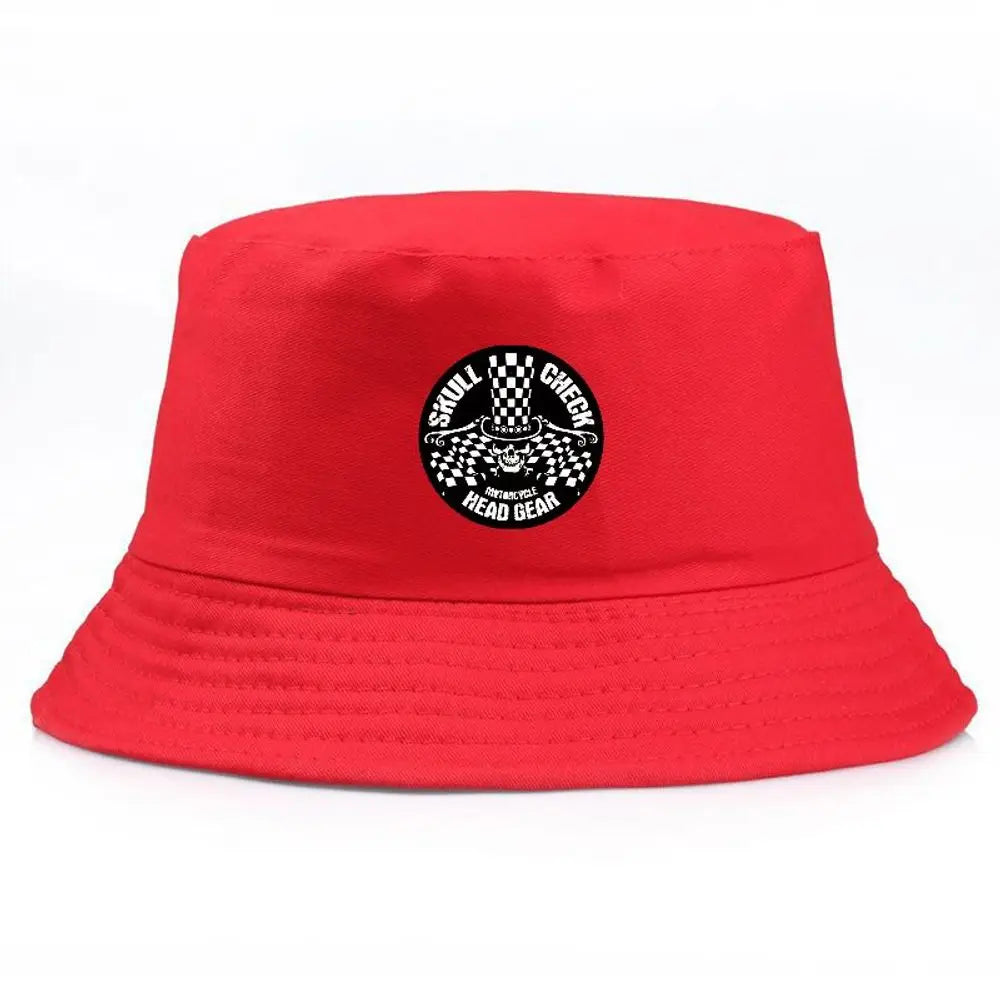 SPULL CHECKY Printed Black Bucket Hat Wide Brim Summer