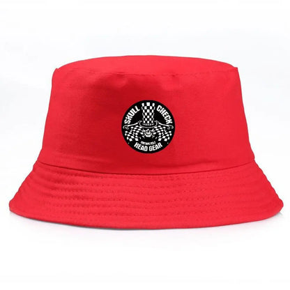 SPULL CHECKY Printed Black Bucket Hat Wide Brim Summer