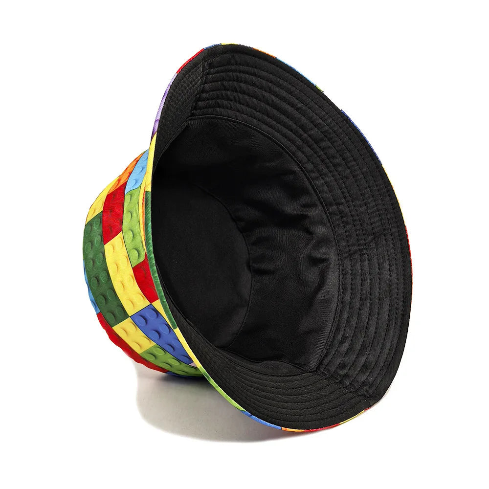 Fashion Blocks Pattern Panama Bucket Hats