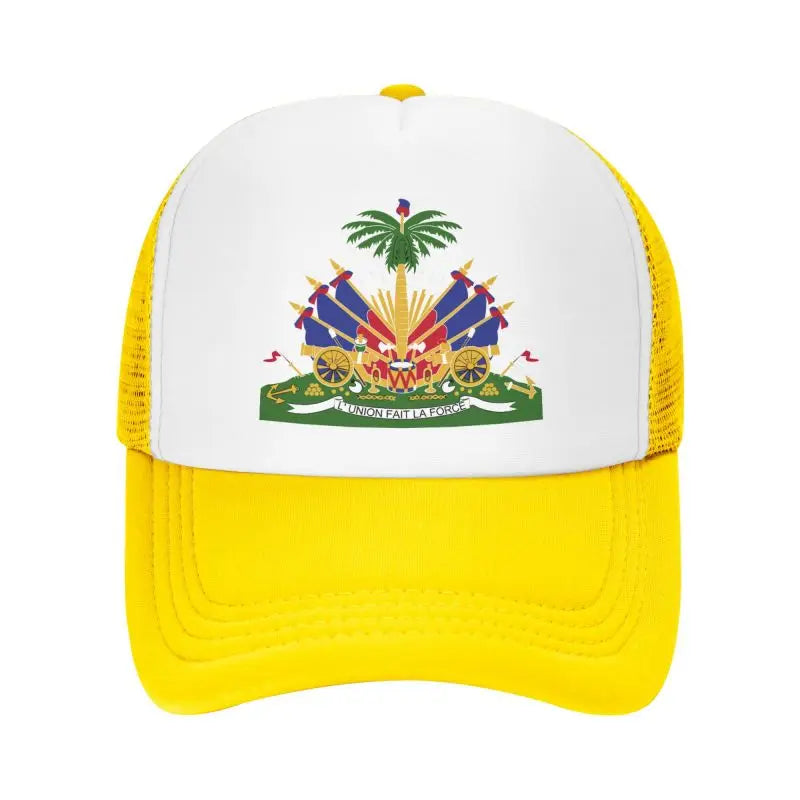 Haitian Flag Printed Mesh Baseball Cap