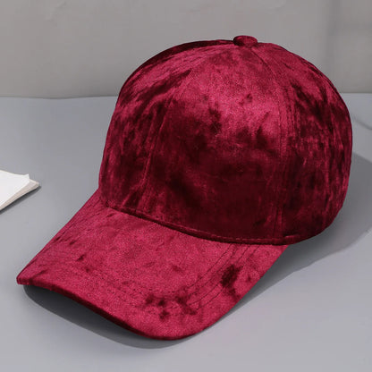 Autumn Winter Velvet Baseball Cap - Unisex Curved Brim Casual Hat