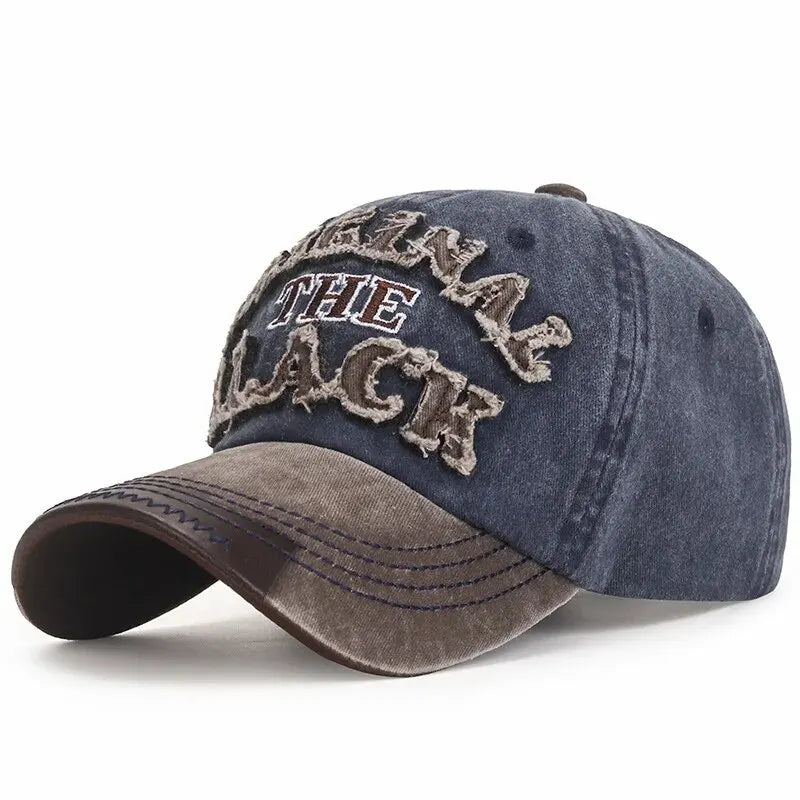 New Cotton Coated Outdoor Sports Wash Baseball Cap Embroidery Patch Black Letter