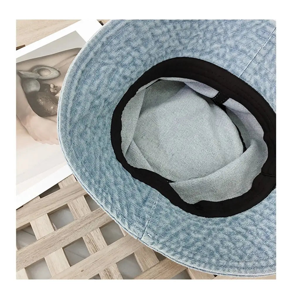 Denim Fabric Unisex Women Men Bucket Hats Fisherman Hat
