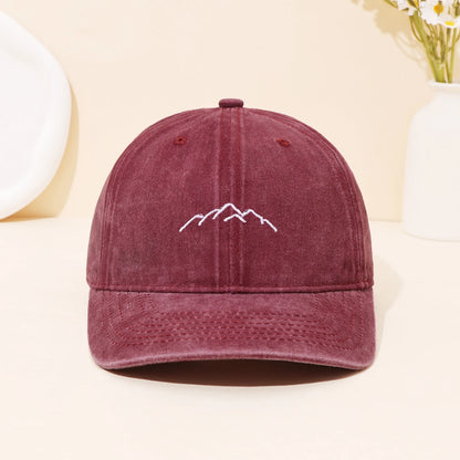 Fashionable Retro Washed Mountain Embroidered Duckbill Cap Baseball Cap For Sports