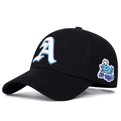 Unisex Gothic Letter A Side Whale Embroidery Baseball Caps