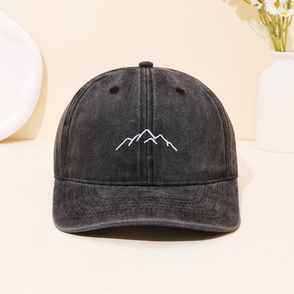 Fashionable Retro Washed Mountain Embroidered Duckbill Cap Baseball Cap For Sports