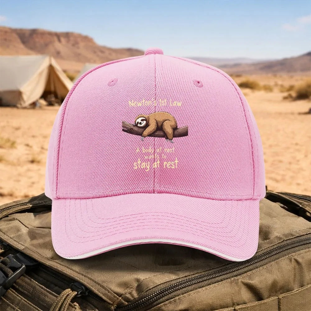 Newton's First Law Sloth Adjustable Baseball Hat