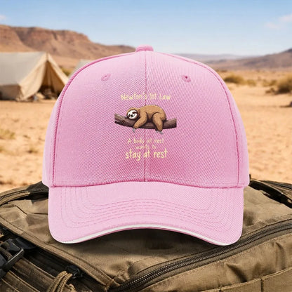 Newton's First Law Sloth Adjustable Baseball Hat