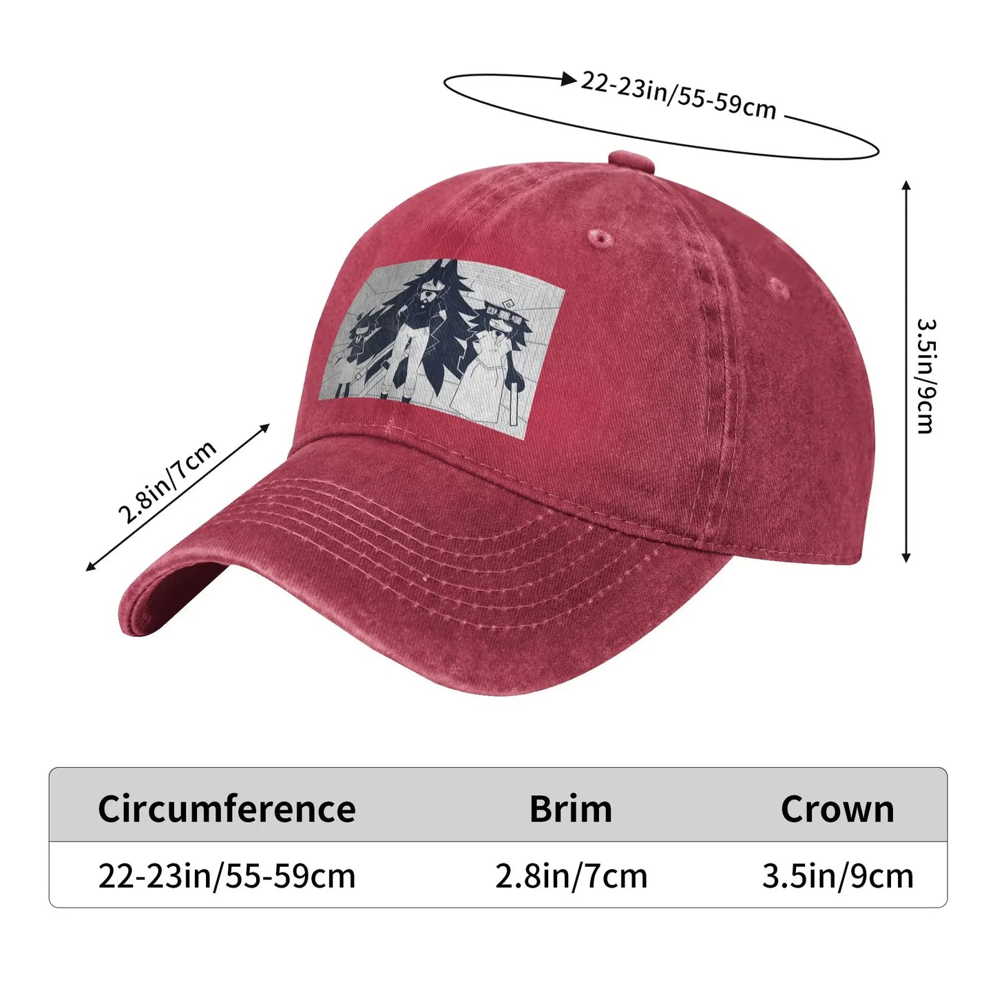 FPE Miss Circle Doodle Cartoon Game Denim Cap Casual Baseball Caps
