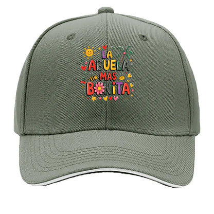 La Abuela Mas Bonita Spanish Grandma Floral Sun Hearts Sandwich Baseball Cap