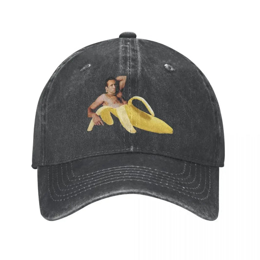 Spring Summer Men Women Nicolas Cage Banana Pattern Ponytail Baseball Cap