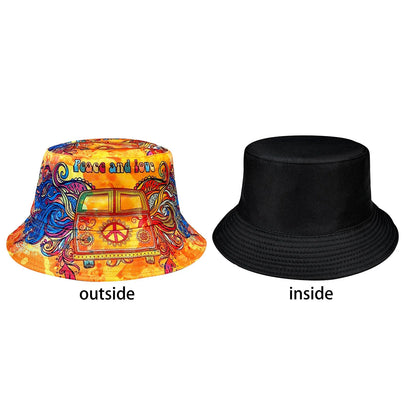 Peace and Love Colorful Fisherman Hat Foldable Fashionable Bucket Hat