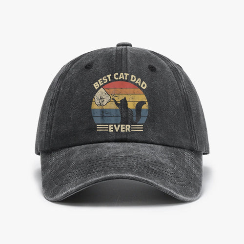 Mens Vintage Best Cat Dad Ever Bump Cat Lover Washed Baseball Cap