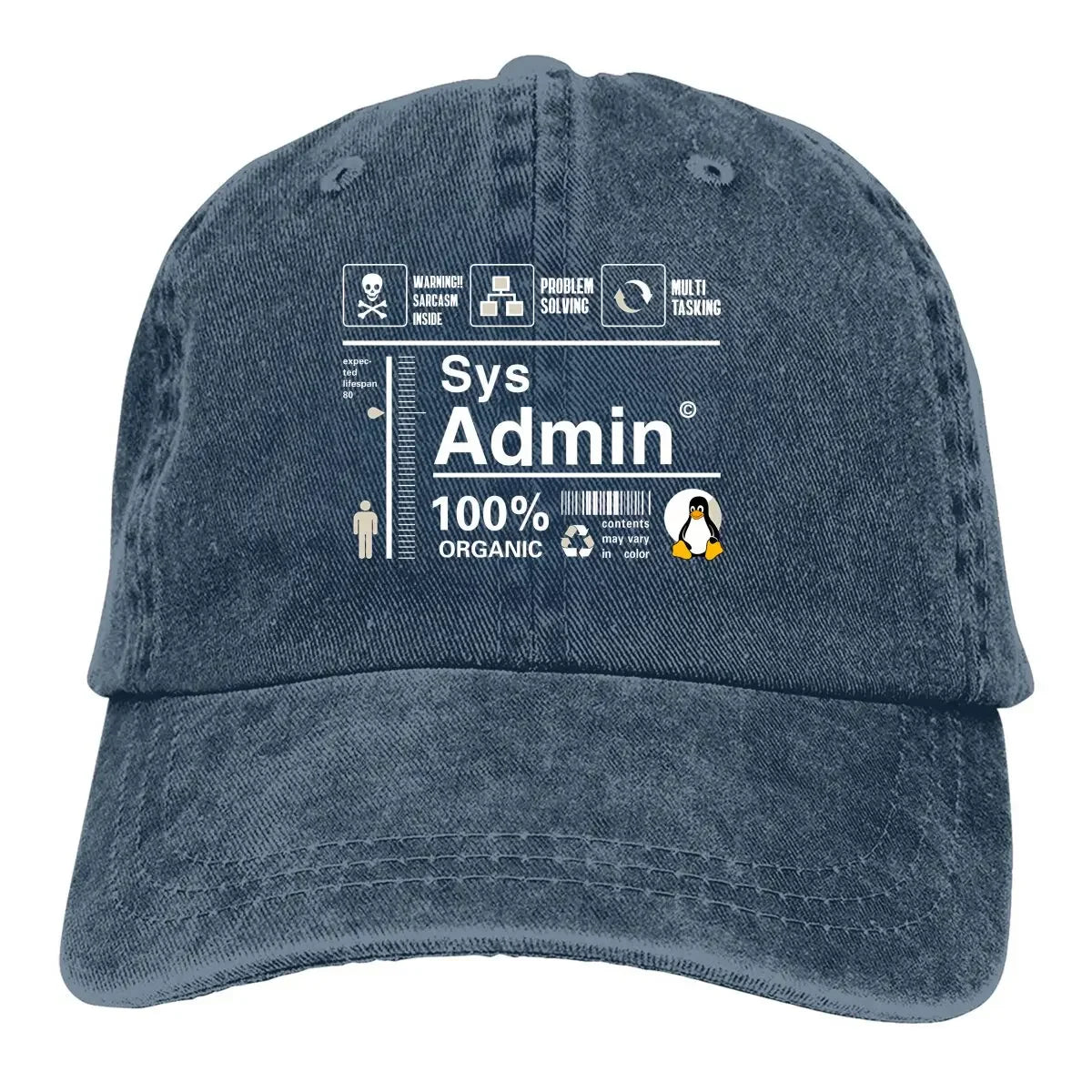Linux Kit Infographic Sys Admin Penguin Baseball Cap Men Hats Women