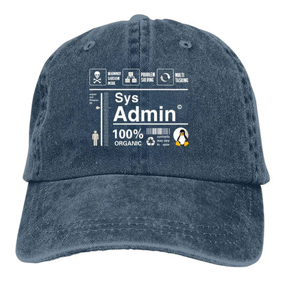 Linux Kit Infographic Sys Admin Penguin Baseball Cap Men Hats Women